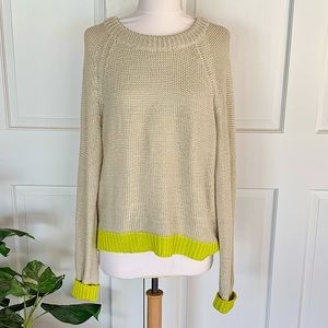 Cream and Neon Green Sweater